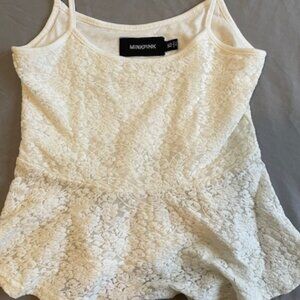 MinkPink White Top and Black & White Shorts XS